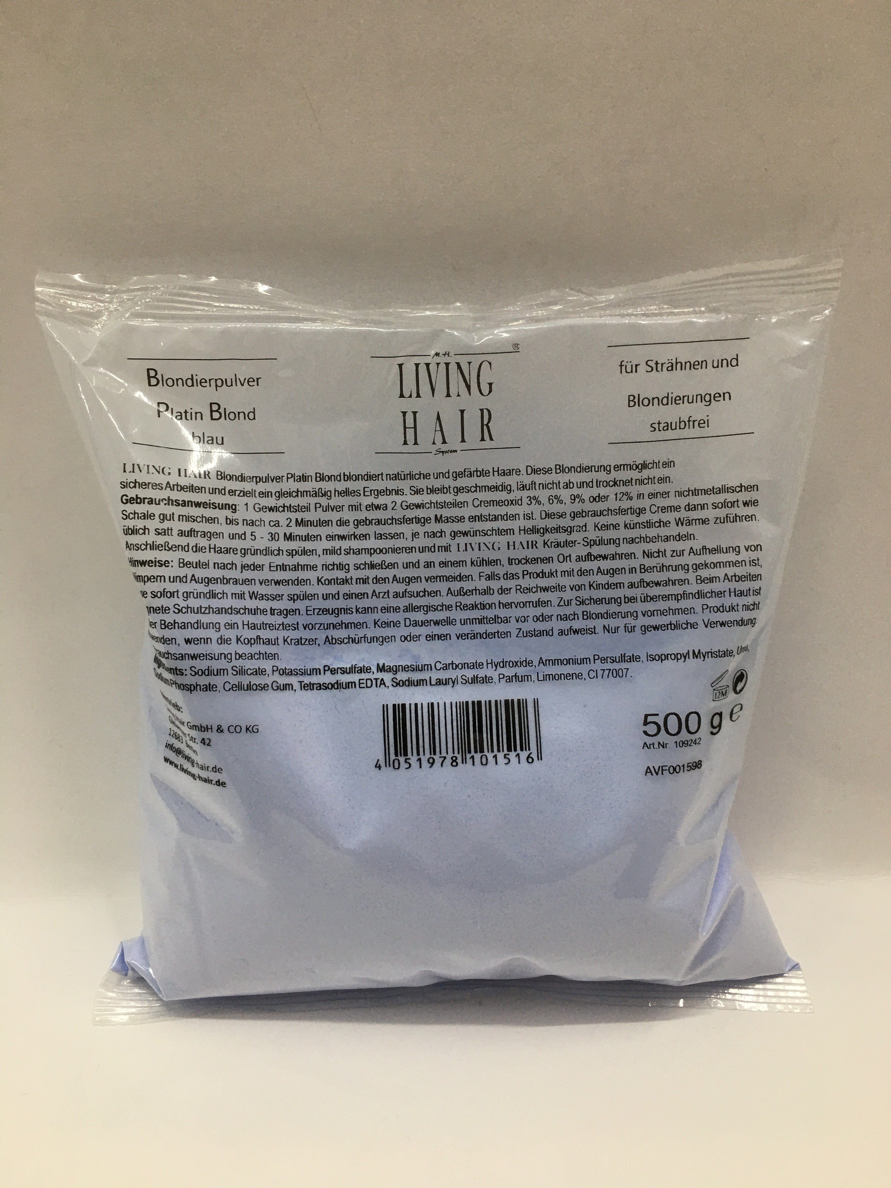 Living Hair Blondierpulver Platin Blond blau 500g
