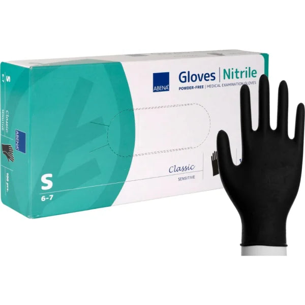 Abena Nitrile-Handschuhe puderfrei Größe S  100er Box  schwarz