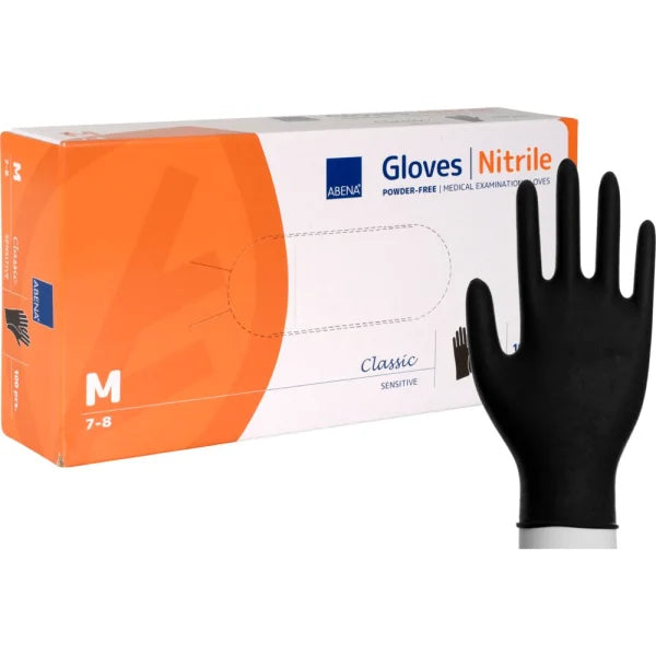 Abena Nitrile-Handschuhe puderfrei Größe M  100er Box  schwarz