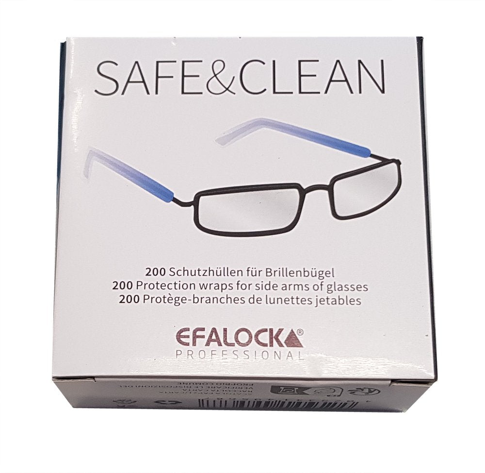 EFALOCK Safe & Clean Brillenbügel-Schutz Box mit 200 Hüllen